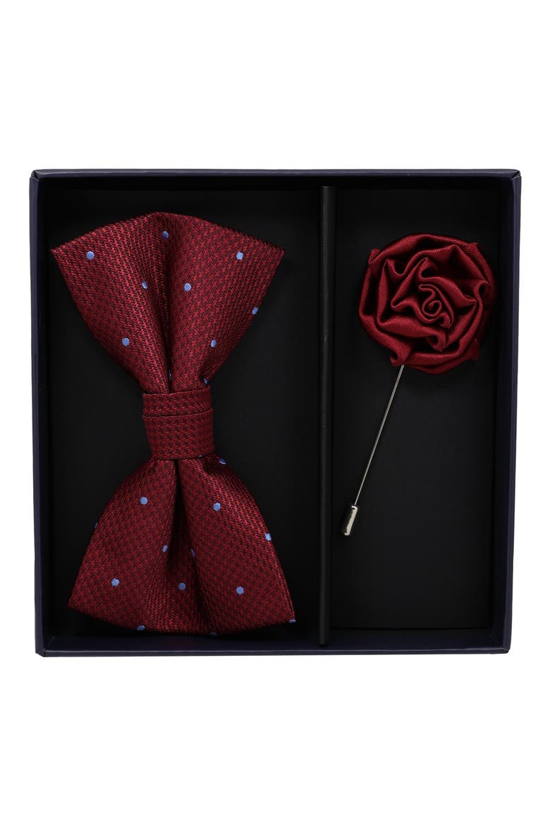 Dot Bow Tie & Lapel Pin Set, Main, color, BRG/ BLUE