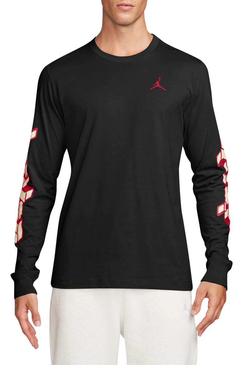 Jumpman Long Sleeve Graphic T-Shirt, Main, color, BLACK/ GYM RED/ GYM RED