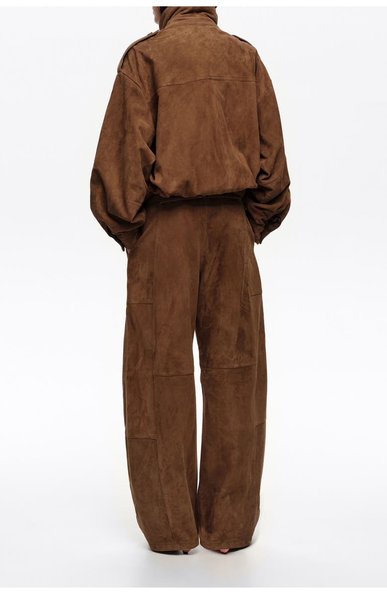 Bimba y Lola Suede Barrel Trousers, Alternate, color, Dark Olive