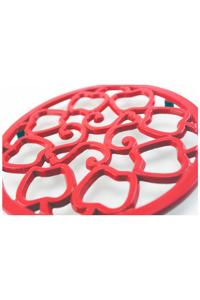 Cook N' Co 9" Cast Iron Apple Trivet, Alternate, color, RED