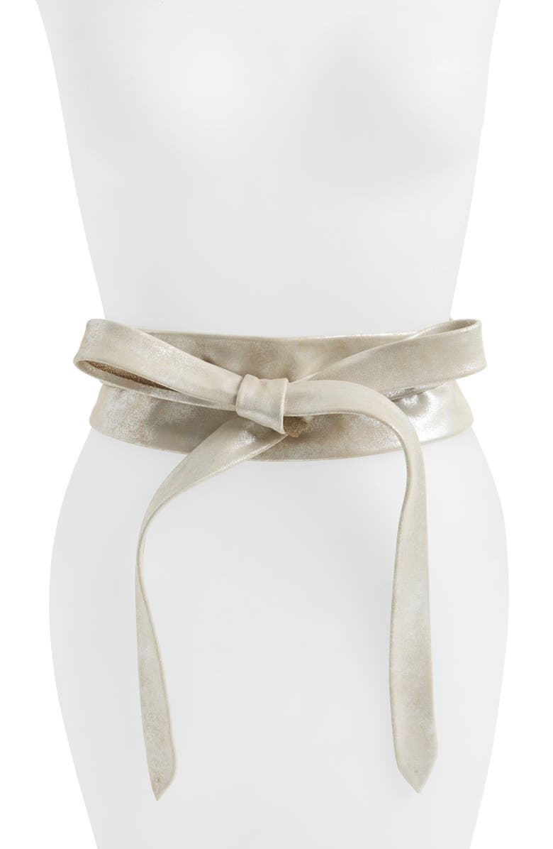Ada Classic Wrap Belt, Main, color, Silver Shimmer