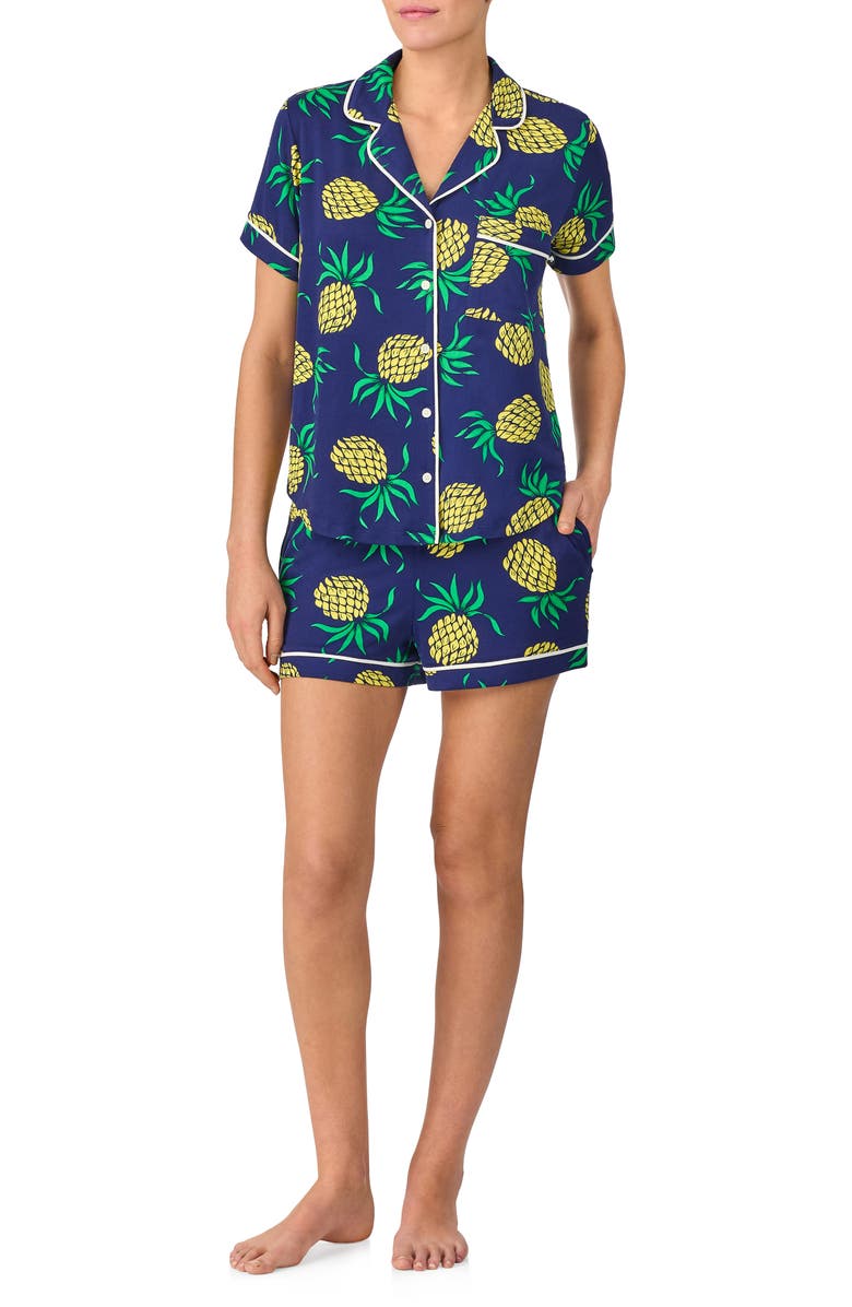 Kate Spade New York print short pajamas, Main, color, Dark Blue/ Print