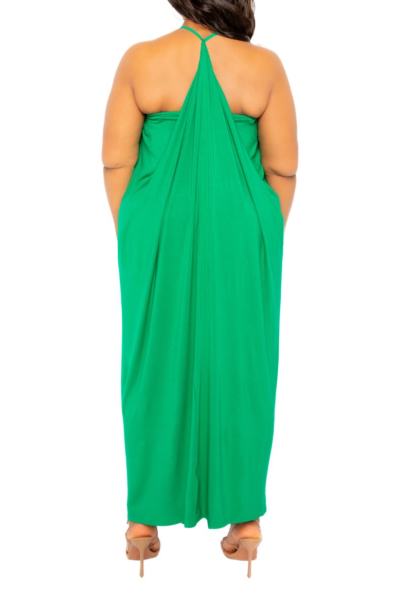 Cascade Ruffle Racerback Maxi Dress, Alternate, color, GREEN