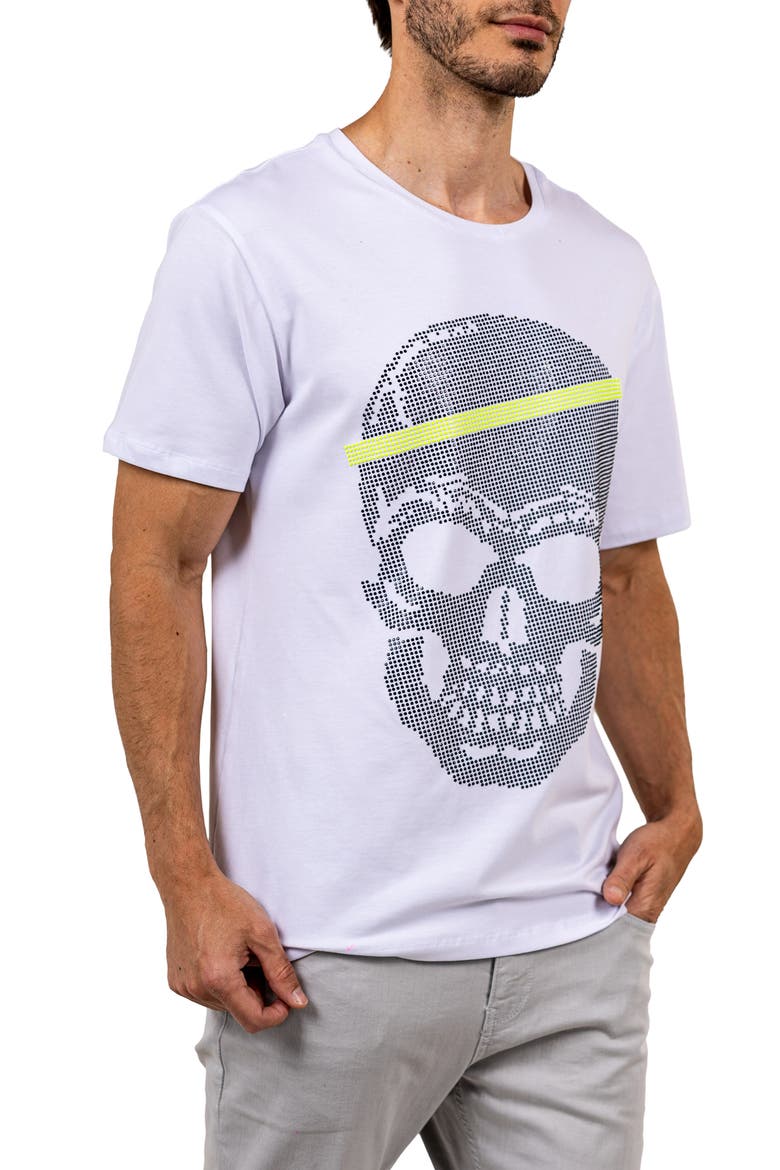 Pixel Skull Cotton Graphic T-Shirt, Alternate, color, WHITE