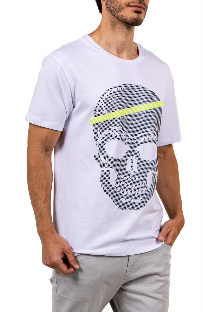 Maceoo Pixel Skull Cotton Graphic T-Shirt, Alternate, color, White