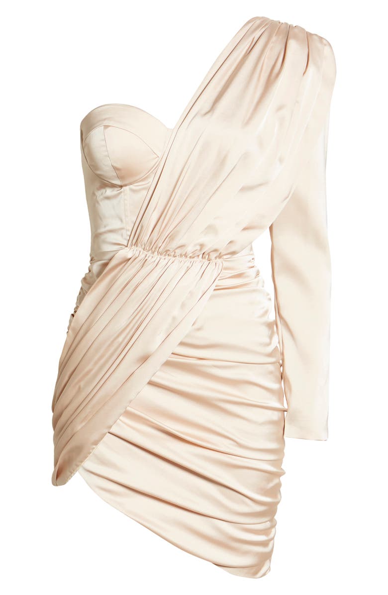 Lavish Alice Asymmetrical One-Shoulder Draped Minidress, Alternate, color,