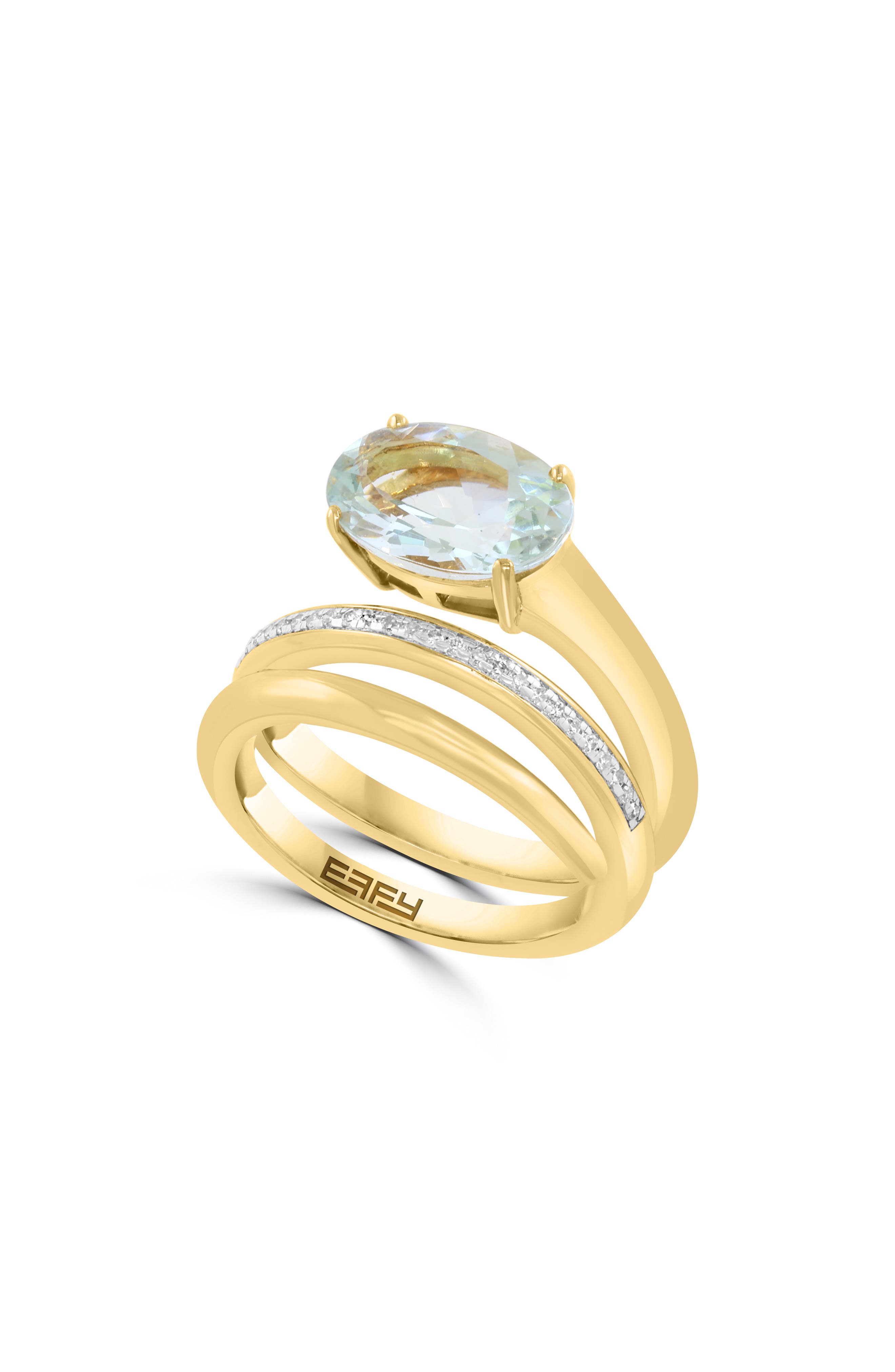 Gold Plated Sterling Silver Diamond Bypass Ring