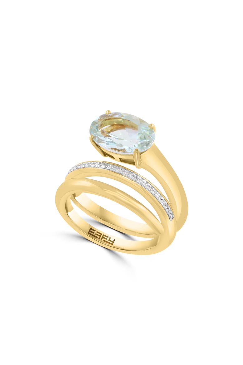 Gold Plated Sterling Silver Diamond Bypass Ring, Main, color, GREEN