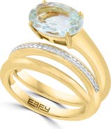 EFFY Gold Plated Sterling Silver Diamond Bypass Ring