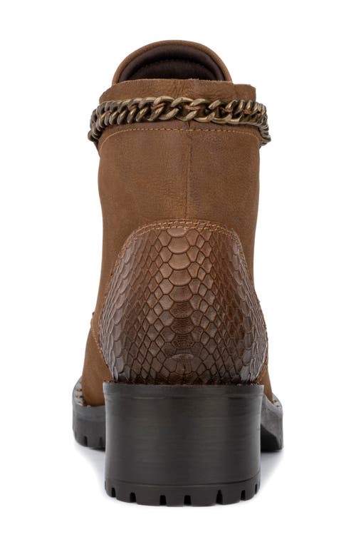 Vintage Foundry Olga Chain Trim Leather Lace-up Boot In Tan