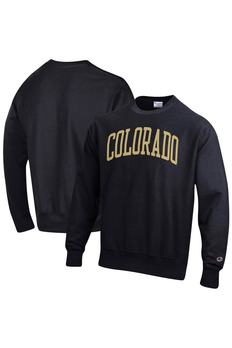 Men's Champion Black Colorado Buffaloes Arch Reverse Weave Pullover Sweatshirt, Main, color, Black