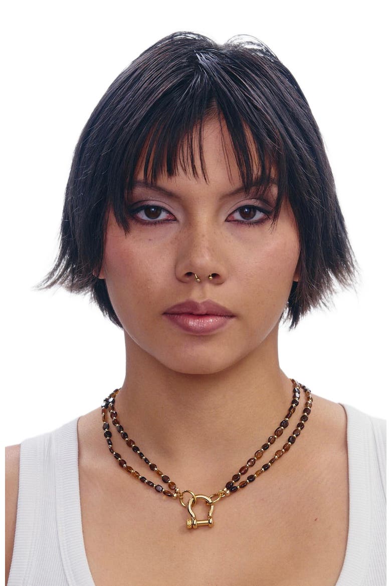 Sir Double Stranded Petro-Tourmaline Necklace, Alternate, color, Brown