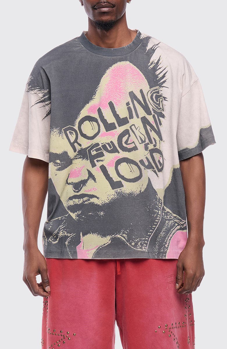 Rolling Loud Punk Riot Relaxed Graphic T-Shirt, Main, color, White/Grey