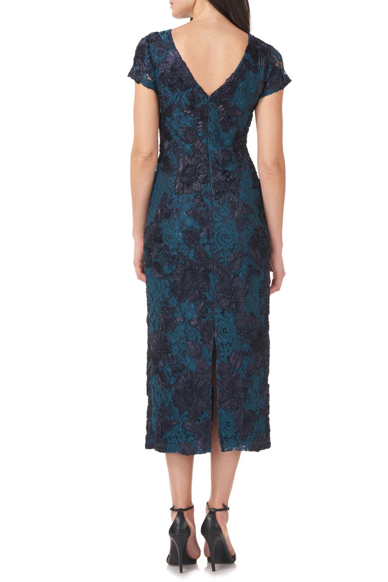 Floral Soutache Lace Sheath Dress, Alternate, color, NAVY TEAL
