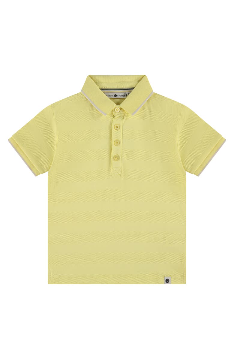 Stains and Stories by Babyface Textured Pattern Polo Shirt, Main, color, Sun