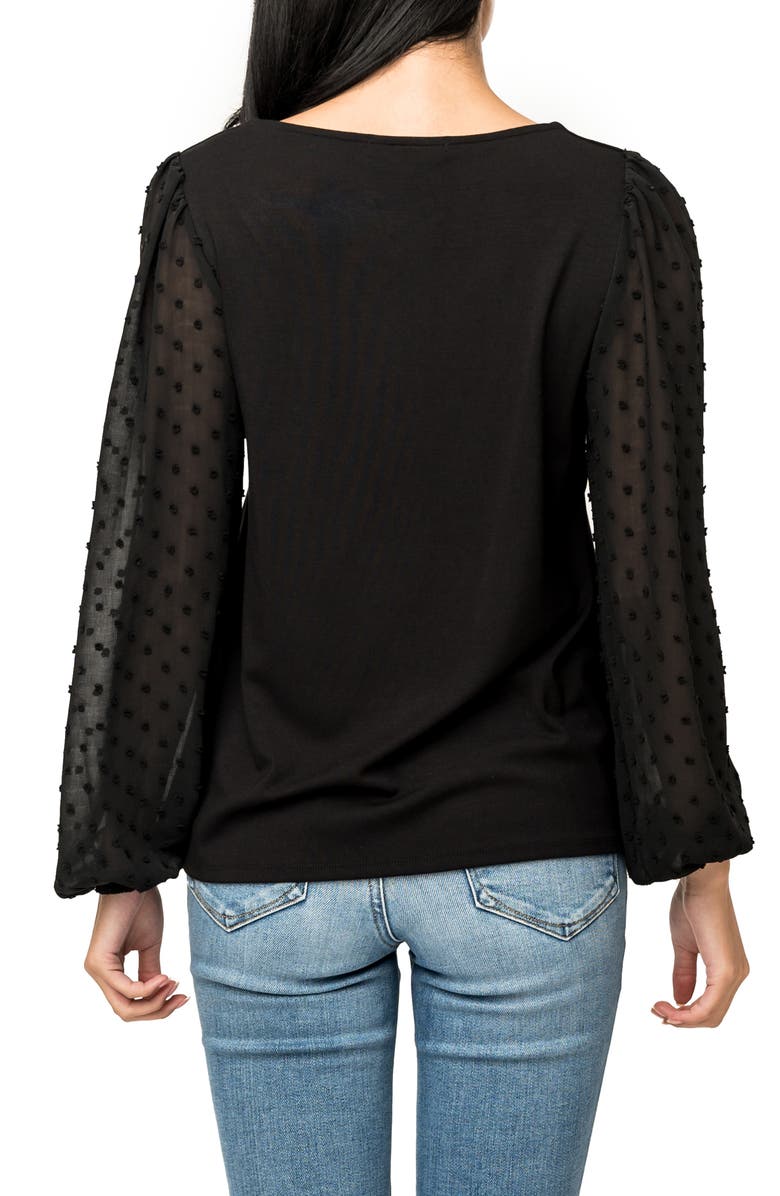 GIBSONLOOK Swiss Dot Sleeve Knit Top, Alternate, color, Black