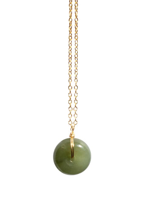 Coin Green jade hollow necklace