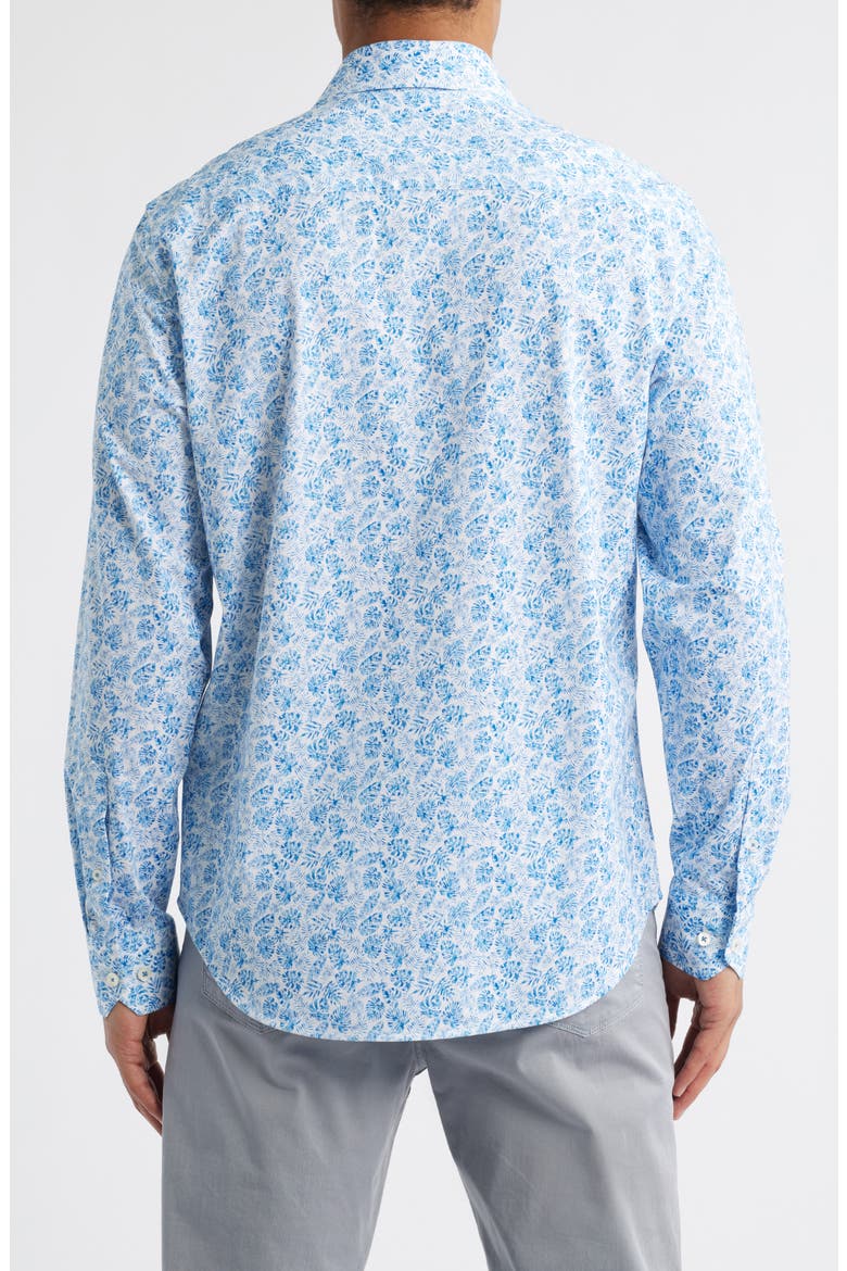James OoohCotton® Leaf Print Button-Up Shirt, Alternate, color, CLASSIC BLUE