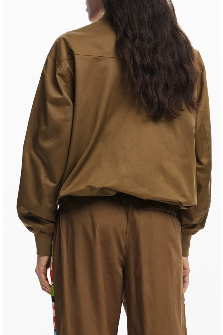 Contrast Sleeve Stripe Cotton Blend Bomber Jacket, Alternate, color, CAMEL