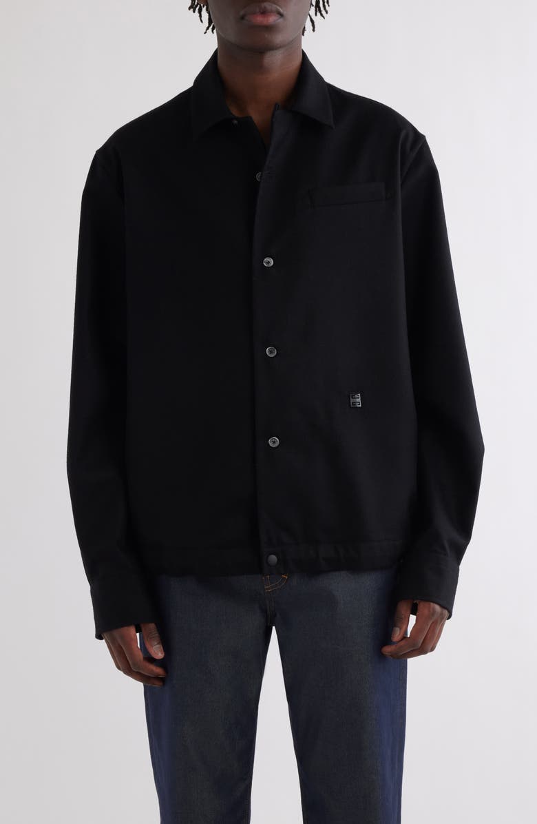Givenchy 4G Logo Wool Overshirt, Main, color, Black