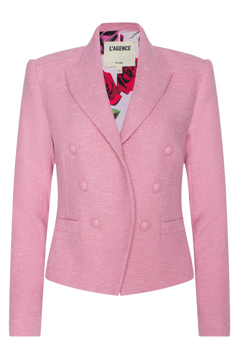 Brooke Texture Double Breasted Crop Blazer, Alternate, color, FDANT PINK/PINK MLTI RMNTIC RS