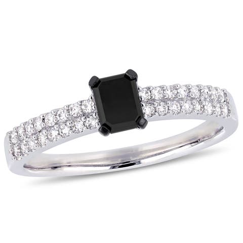 3/4 CTW Black Diamond Engagement Ring 14k