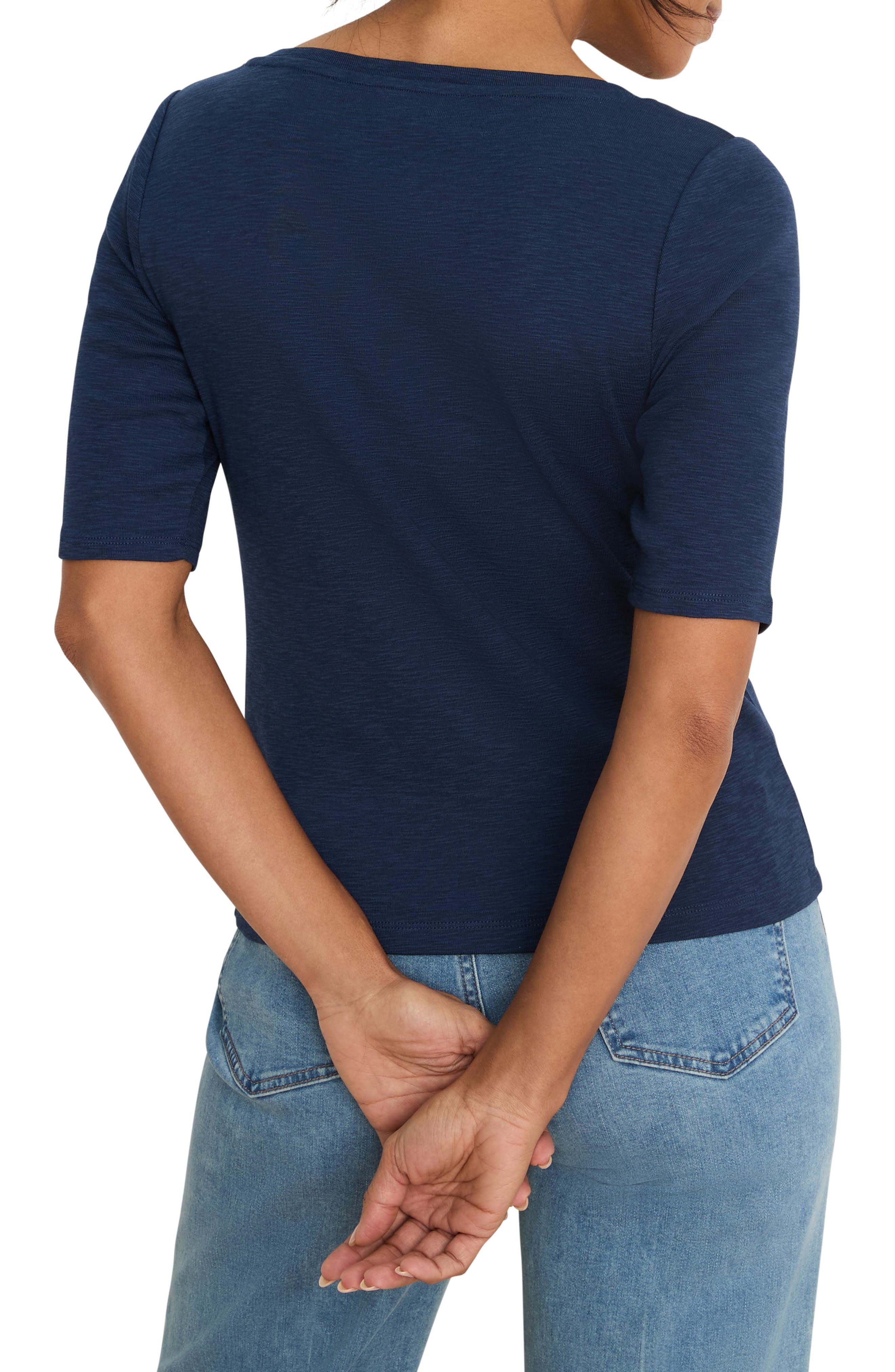 Elbow Sleeve Notch Neck T-Shirt - image 4