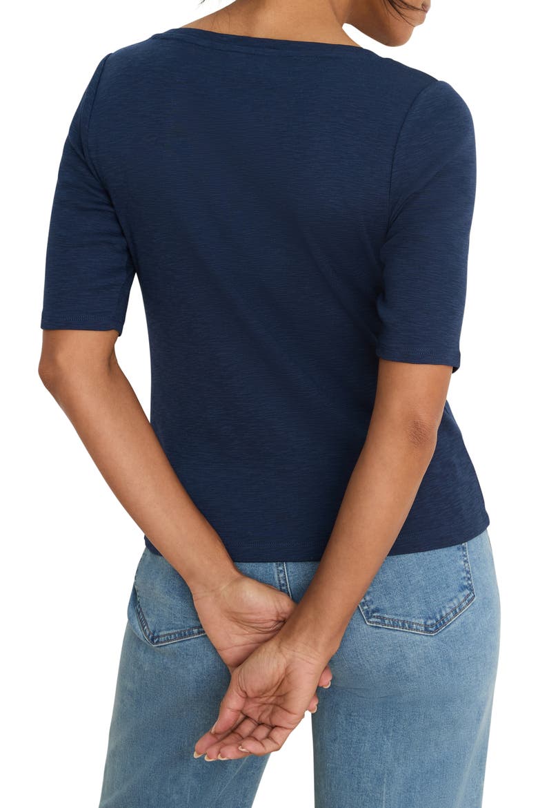 Elbow Sleeve Notch Neck T-Shirt, Alternate, color, RICH INDIGO