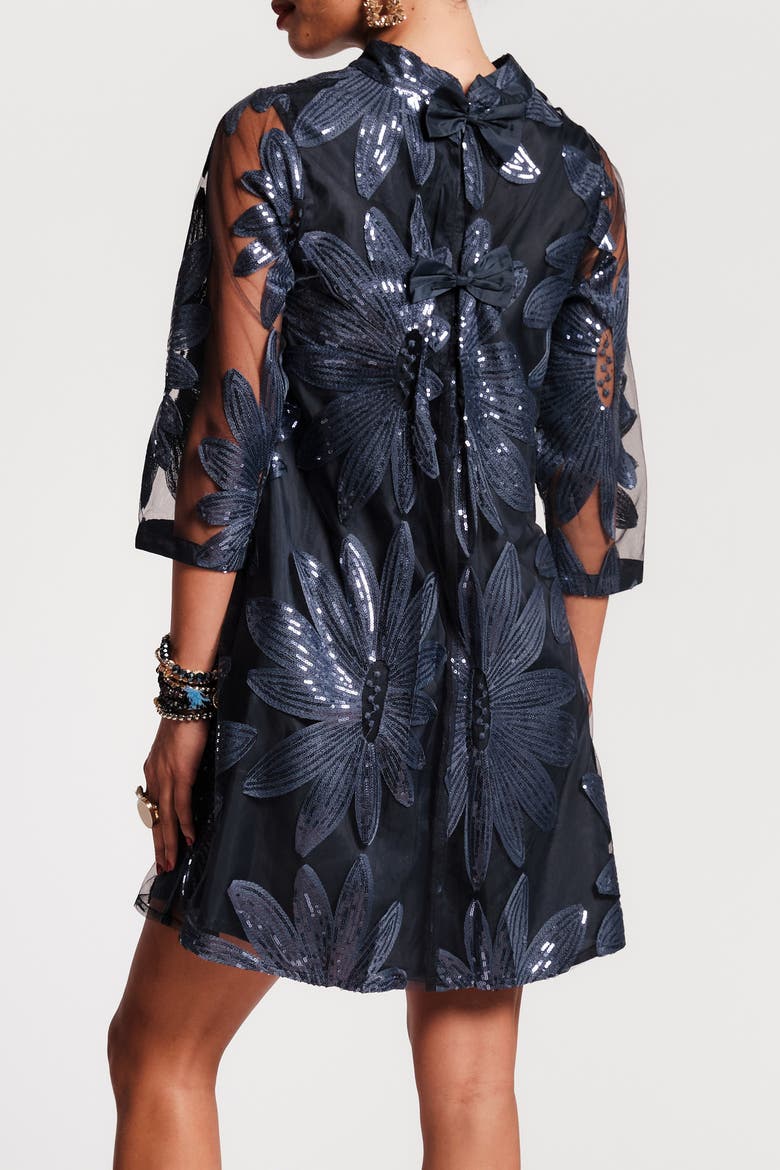 Diplomat Mini Dress Floral Sequin, Alternate, color, Navy
