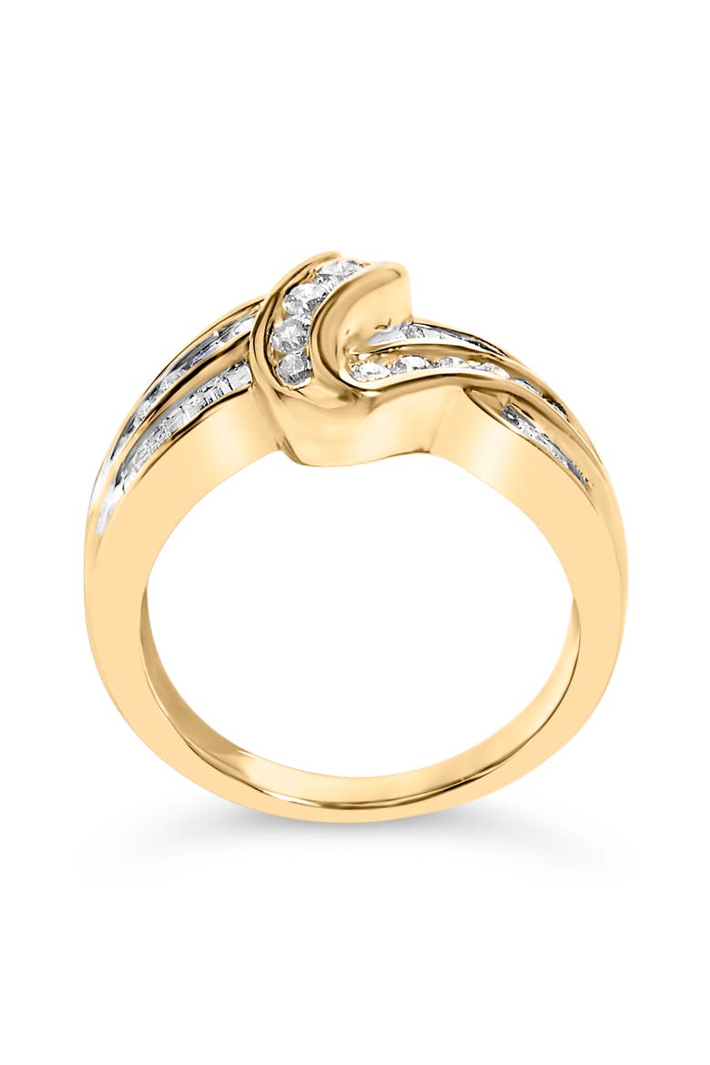 10K Yellow Gold 3/4 Cttw Diamond Double Shank Bypass Ring, Alternate, color, Yellow Gold
