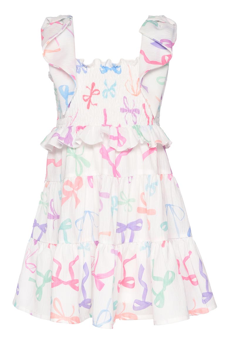 Kids' Bow Print Dress, Main, color, WHITE MULTI