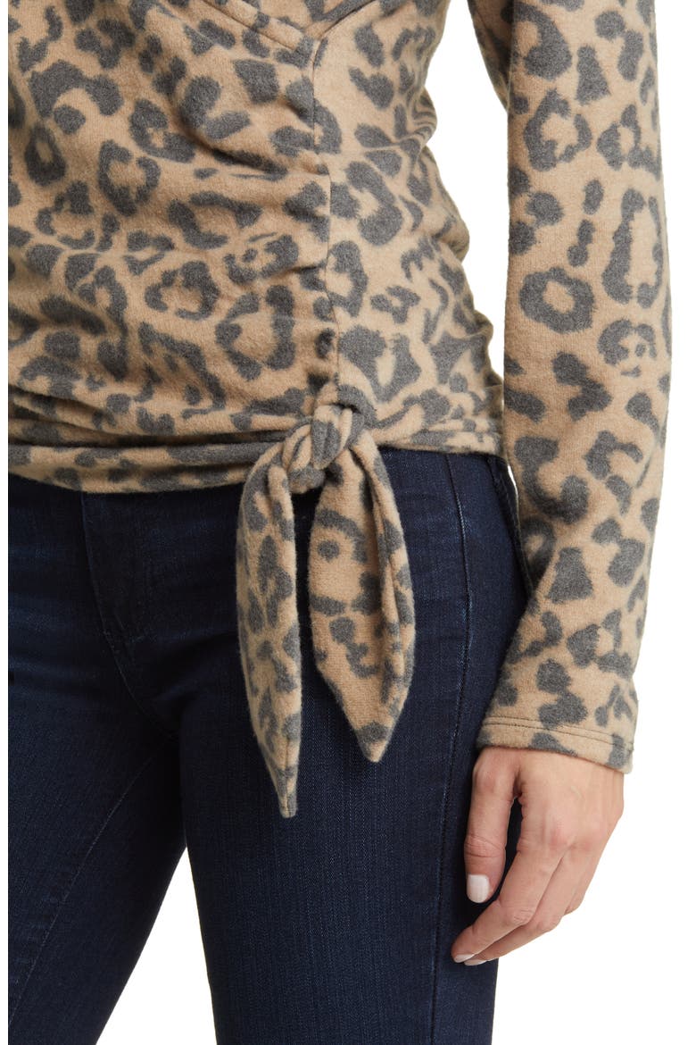 Faux Tie Wrap Top, Alternate, color, CAMEL/ CHARCOAL