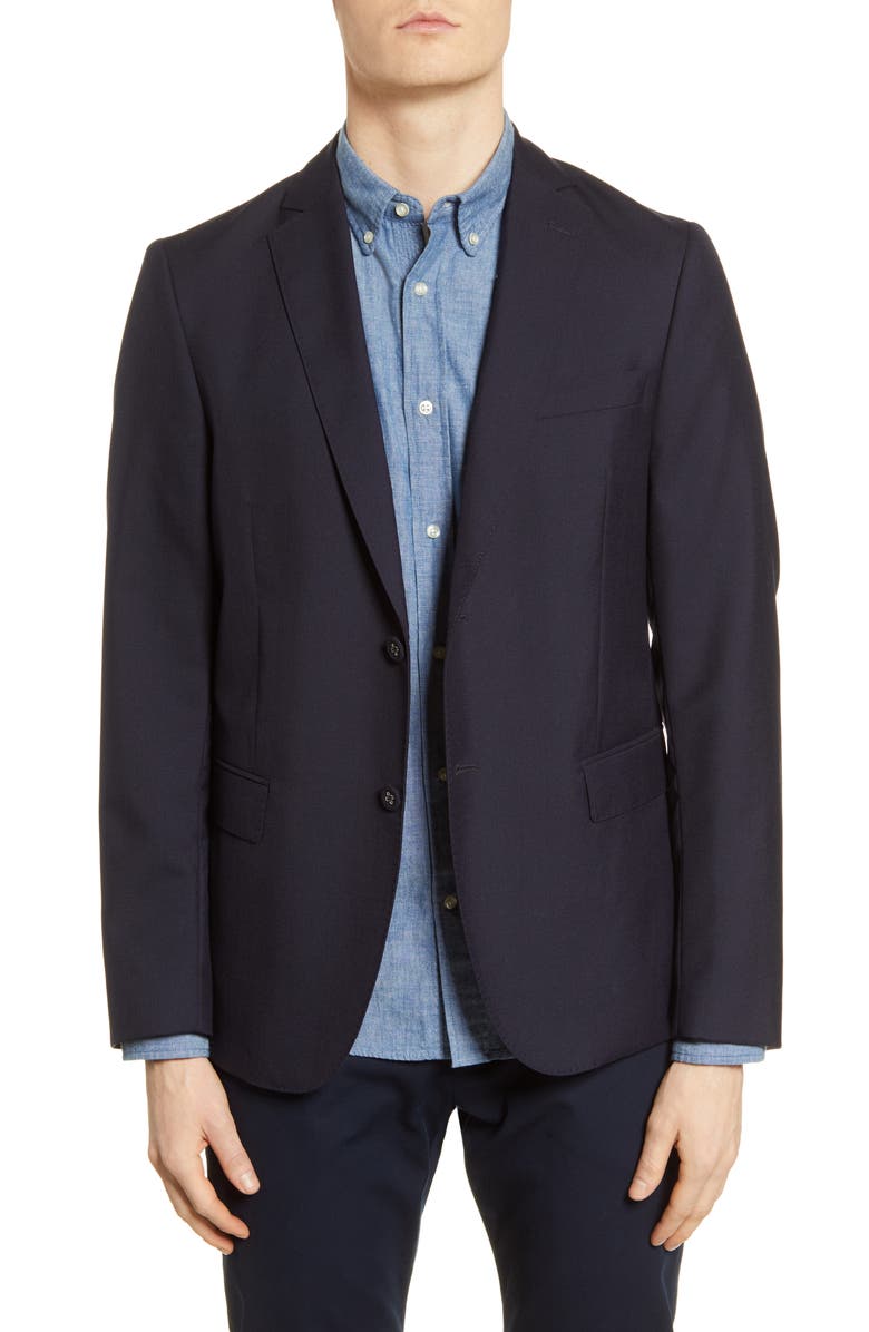 Officine Générale Slim Fit Wool Jacket, Main, color, 
