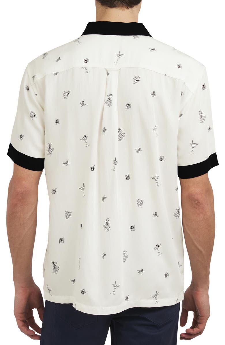 Ben Sherman Cocktail Print Camp Shirt, Alternate, color, Snow White