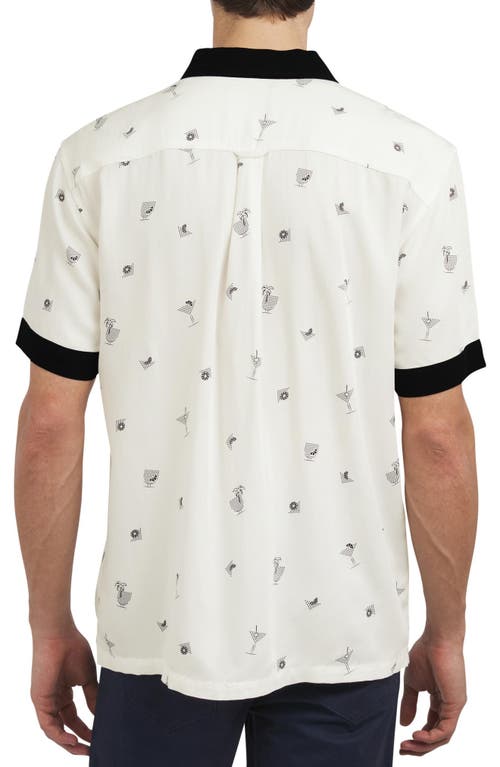 Ben Sherman Cocktail Print Camp Shirt In Snow White