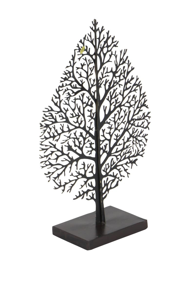Goldtone Metal Leaf Sculpture, Alternate, color, GOLD