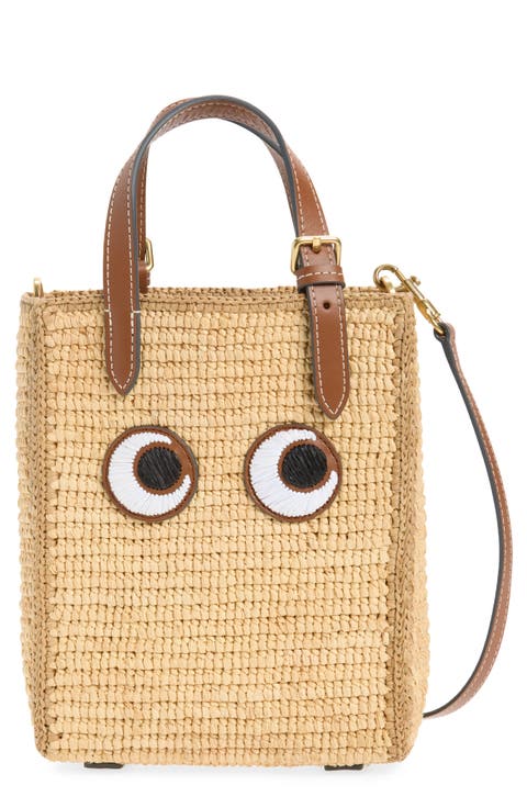 Mini Raffia Eyes Crossbody Tote