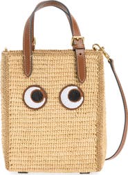 Anya Hindmarch Mini Raffia Eyes Crossbody Tote