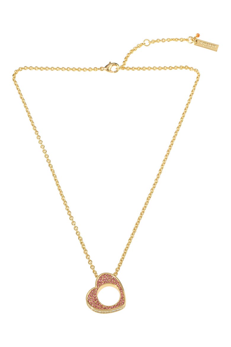 Pavé Heart Pendant Necklace, Main, color, PINK