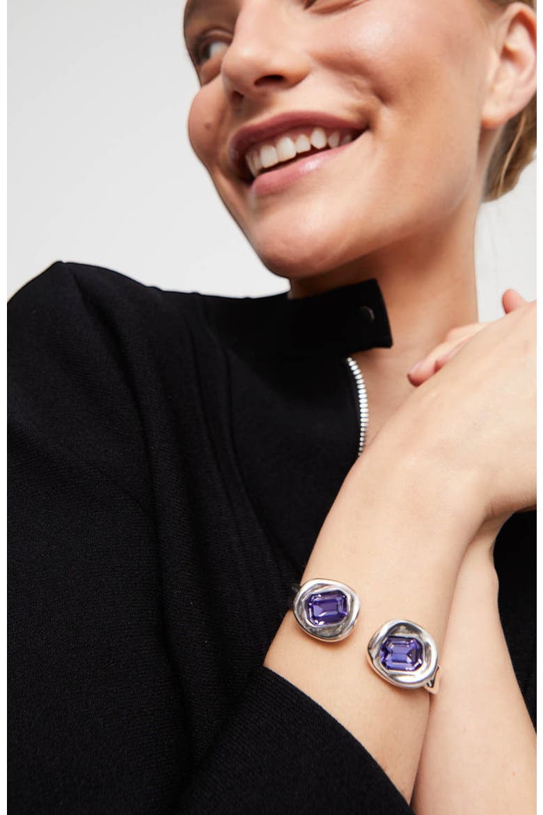Purple Crystal Rigid Bracelet, Alternate, color, Silver