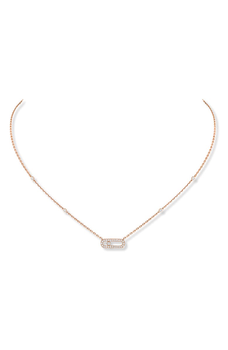 Messika Move Uno Pavé Diamond Station Pendant Necklace, Main, color, 