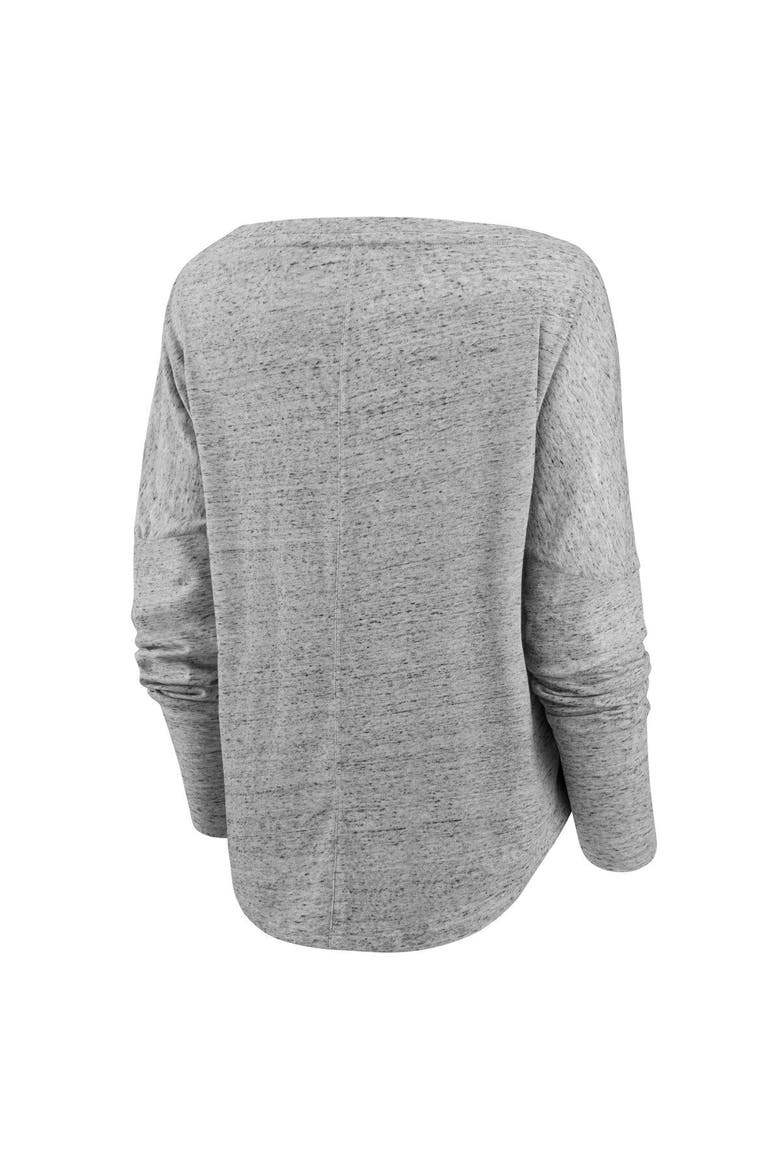 Women's Fanatics Branded Heathered Gray Chicago Bulls Nostalgia Off-The-Shoulder Long Sleeve T-Shirt, Alternate, color, Heather Gray