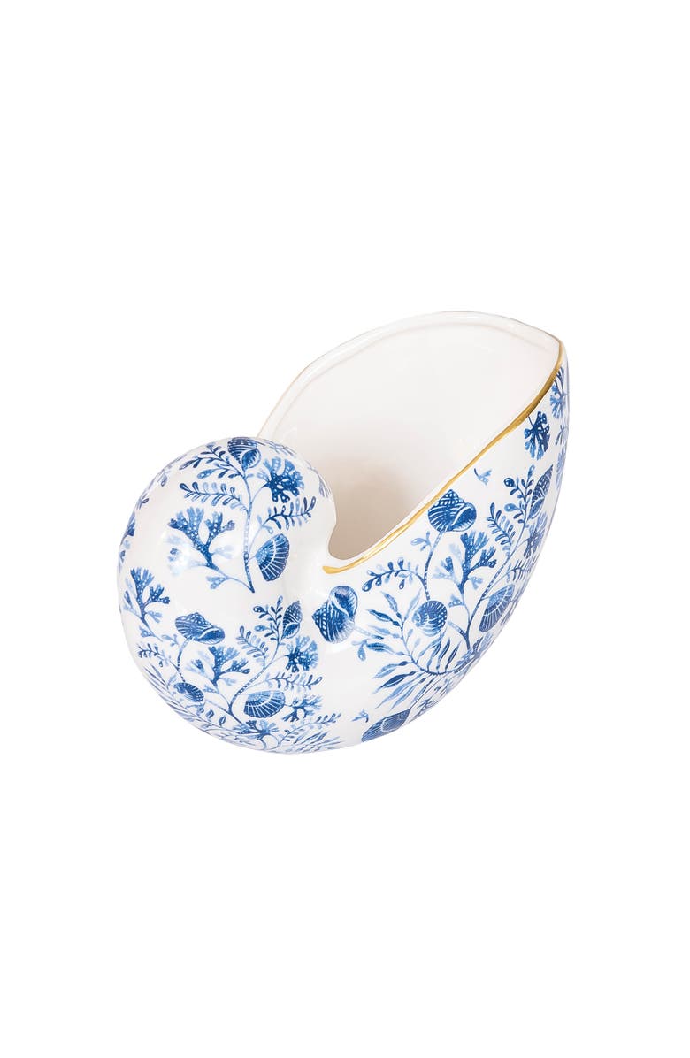Gallerie II Chinoiserie Nautilus Shell Decorative Novelty Shaped Container, Alternate, color, Blue