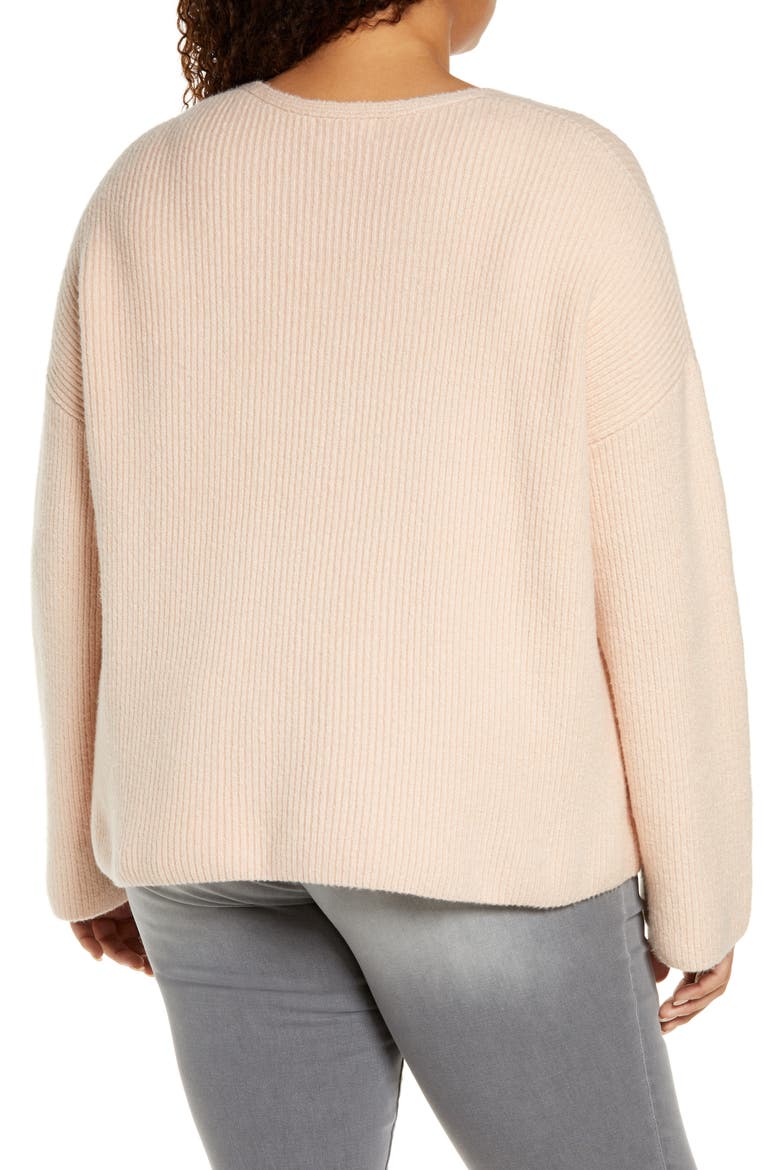 V-Neck Sweater, Alternate, color, PINK HERO