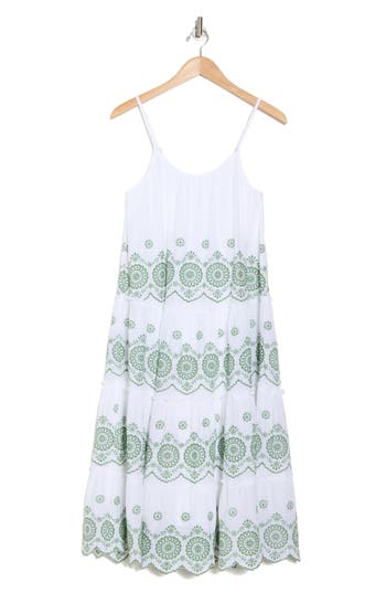Maisie Embroidered Eyelet Tiered Cotton Sundress