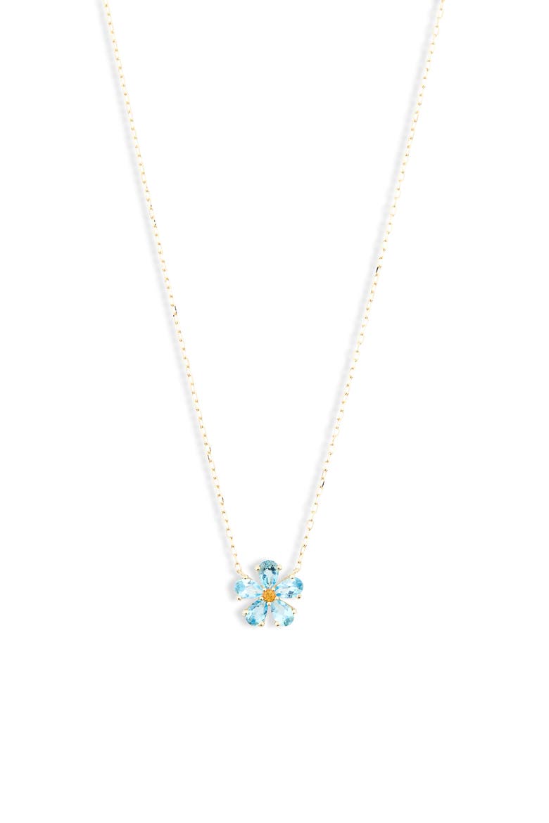 14K Gold Blue Topaz & Citrine Flower Pendant Necklace (Nordstrom Exclusive), Main, color, 14K YELLOW GOLD