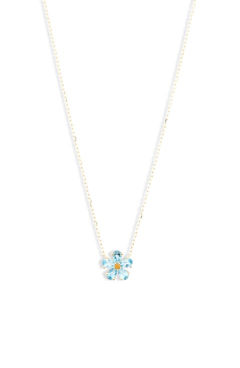 14K Gold Blue Topaz & Citrine Flower Pendant Necklace (Nordstrom Exclusive)