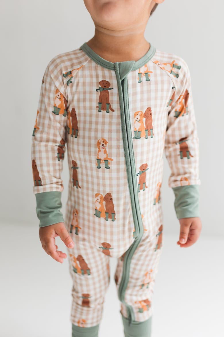 Pup Friends Zipper Romper, Alternate, color, Green Pup Friends
