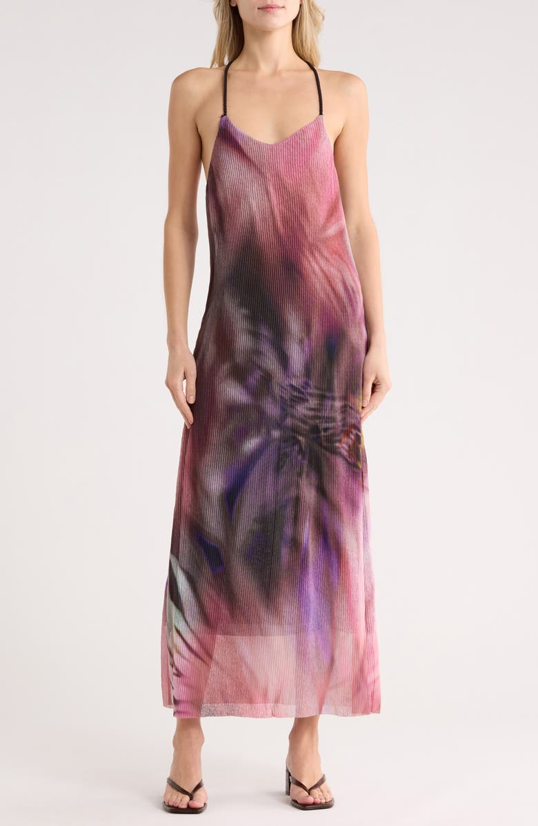 Desigual Tie Dye Ribbed Knit Halter Maxi Dress, Main, color, 