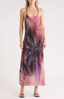 Desigual Tie Dye Ribbed Knit Halter Maxi Dress